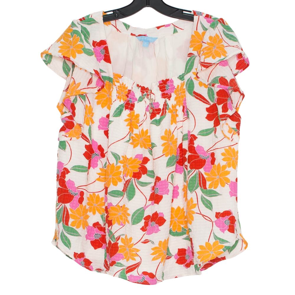 Draper James Top Floral Cottagecore Seersucker XL Spring Summer Boho Colorful